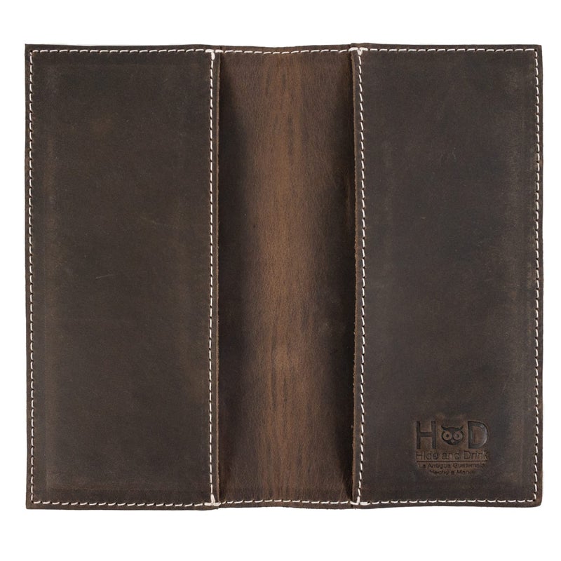 Hide & Drink, Checkbook Cover, Minimalist Organizer for Personal or Business Finances, Bill Holder, Full Grain Leather, Handmade, Bourbon Brown - Image 1